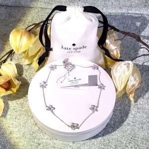 NWT- Kate Spade Blooming Pave Floral Station Necklace W/ Extender